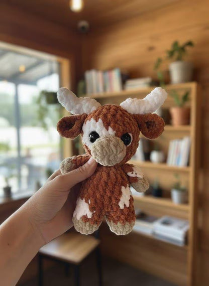 Crochet Baby Cow Trio Pattern – Longhorn, Highland, Amigurumi (PDF)