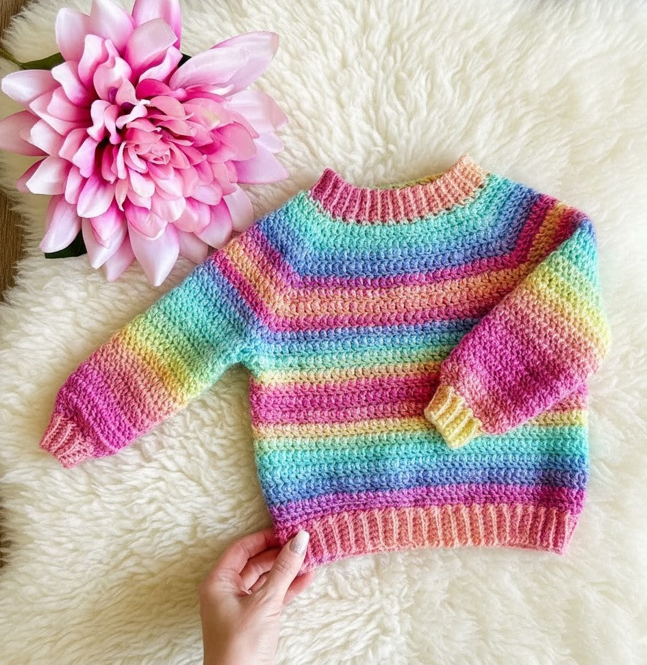 Athabasca Falls Children's Pullover, Children's Crochet Sweater